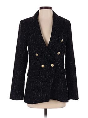Jason Wu Black Tweed Blazer with Subtle Metallic Thread
